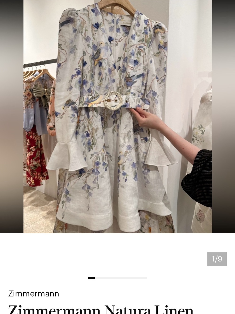 Zimmermann White Linen Floral Embroidered Mini Dress with Decorative Belt